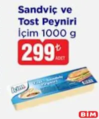 İÇİM SANDVİÇ VE TOST PEYNİRİ 1000 G